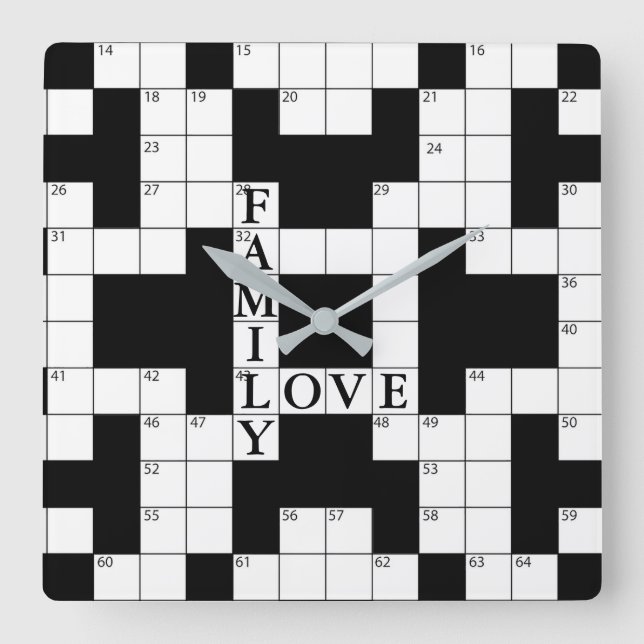 Crossword Puzzle Family Kärlek Fyrkantig Klocka (Framsida)