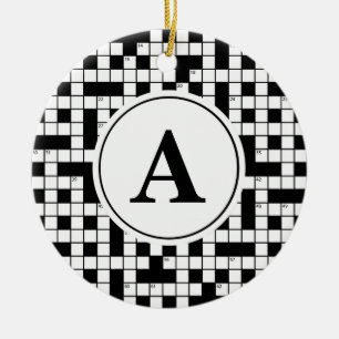 Crossword Puzzle Monogram Julgransprydnad Keramik