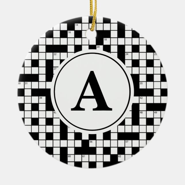 Crossword Puzzle Monogram Julgransprydnad Keramik (Framsidan)