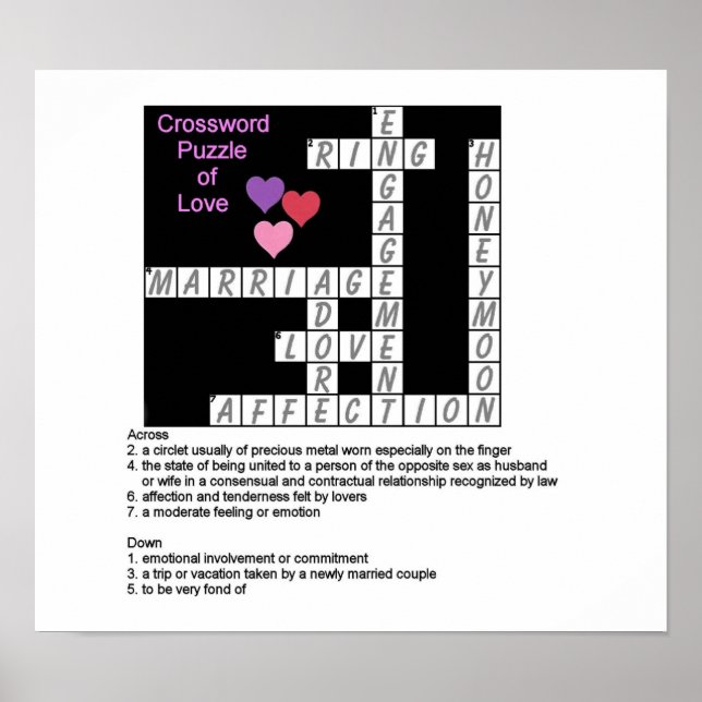 Crossword Puzzle of Kärlek Poster (Framsidan)