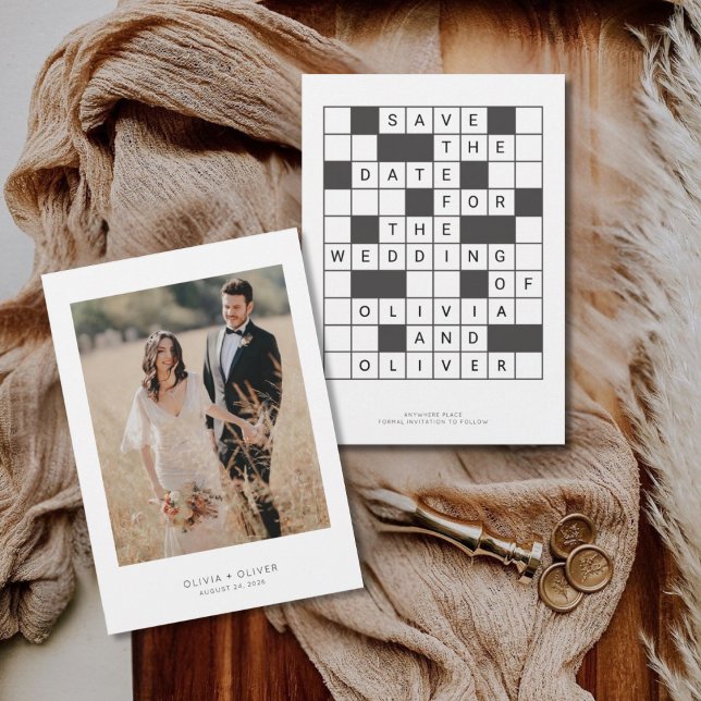 Crossword puzzle wedding save the date spara datumet (Skapare uppladdad)