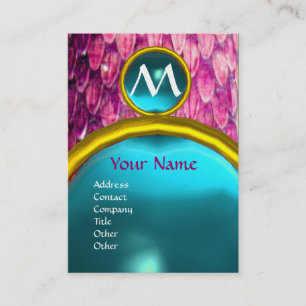 CROTALUS MONOGRAM AQUAMARINE,bright fold rosa blue Visitkort