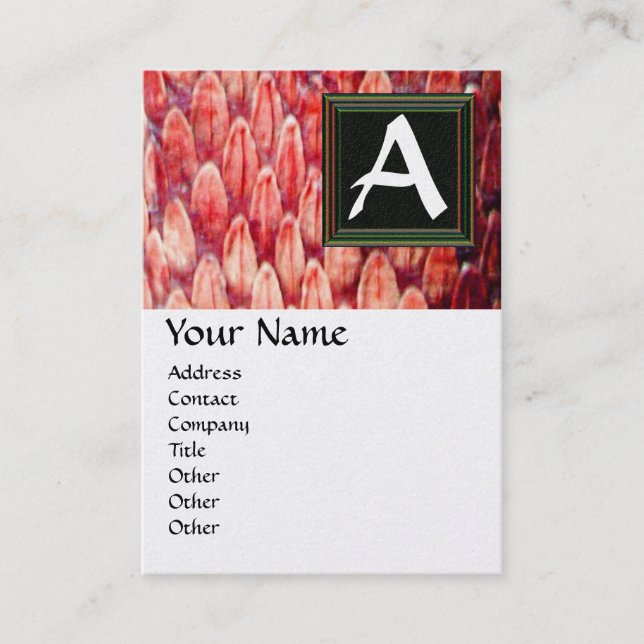 CROTALUS MONOGRAM, Red guld metallisk papper Visitkort (Framsida)