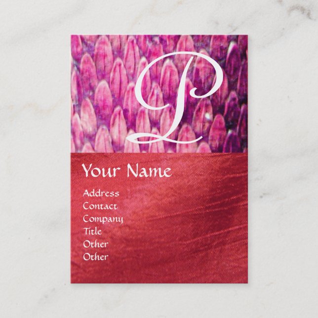 CROTALUS MONOGRAM, skarp svart rosa röd silke Visitkort (Framsida)