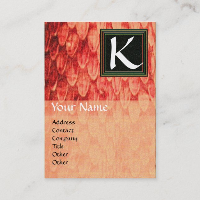 CROTALUS SQUARE MONOGRAM orange svart vitt Visitkort (Framsida)