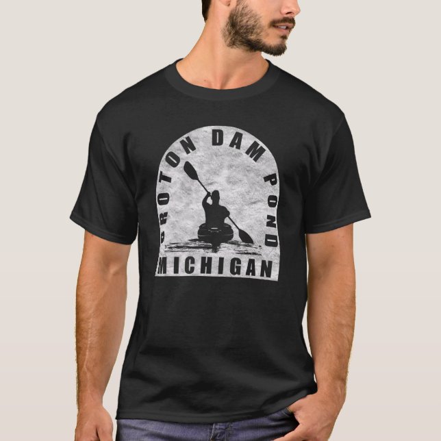 Croton Dam Pond Kayaking Michigan T Shirt (Framsida)