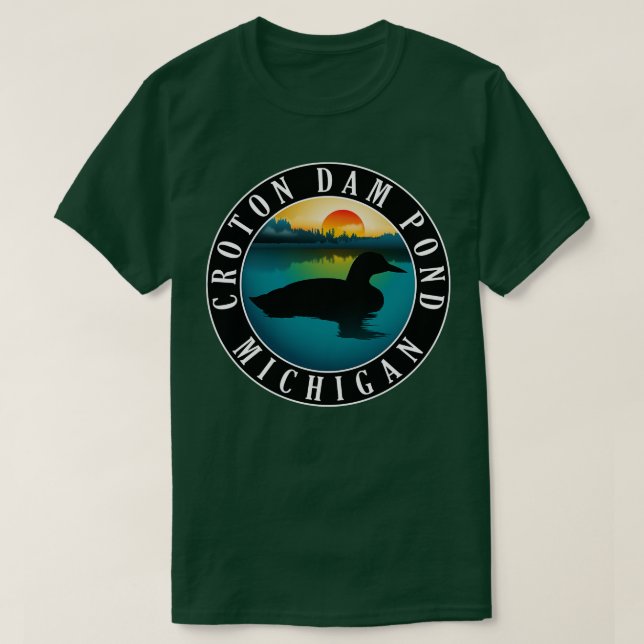 Croton Dam Pond Loon Michigan Sunset T Shirt (Design framsida)