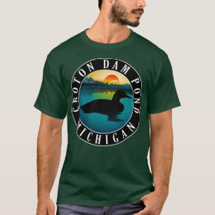 Croton Dam Pond Loon Michigan Sunset T Shirt