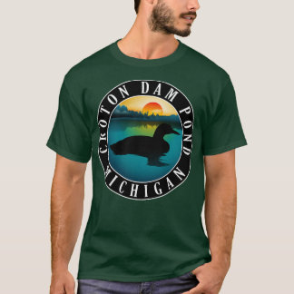 Croton Dam Pond Loon Michigan Sunset T Shirt