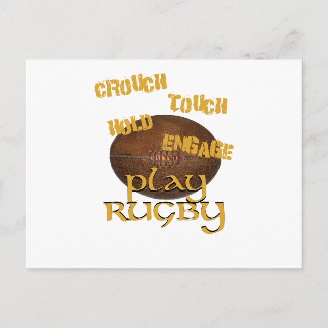 Crouch, Touch, Vänta, Förlovad. . .Play Rugby Vykort (Framsida)
