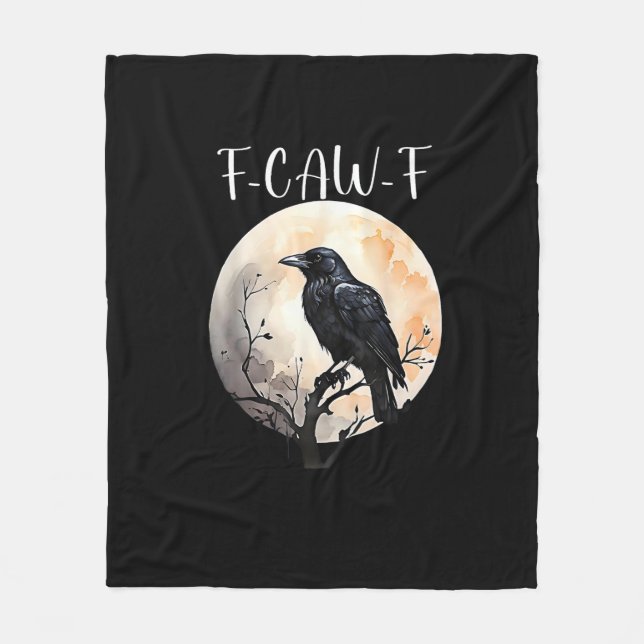 Crow F-Caw-F Funny Bird Aesthetic Casual Fleecefilt (Framsidan)