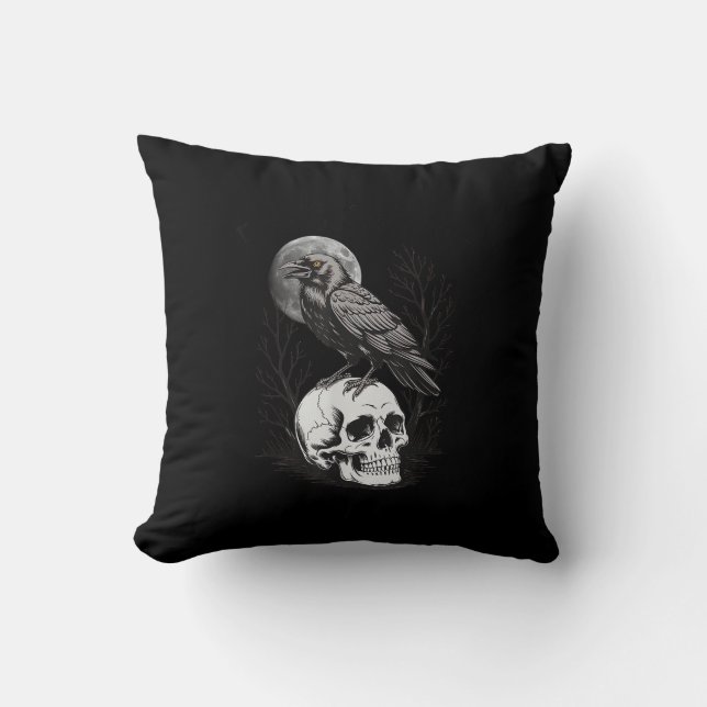 Crow, F-Caw-F Funny Bird Moon Gothic Adult Humor C Kudde (Framsida)