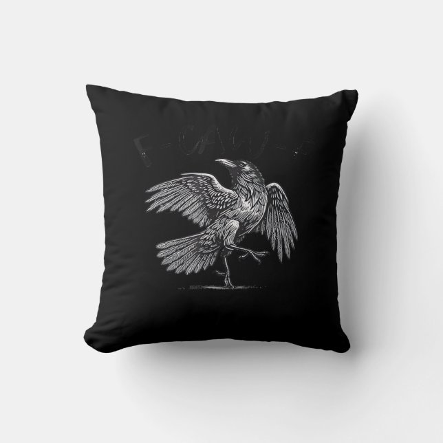 Crow, F-Caw-F Funny Bird Moon Gothic Adult Humor C Kudde (Framsida)