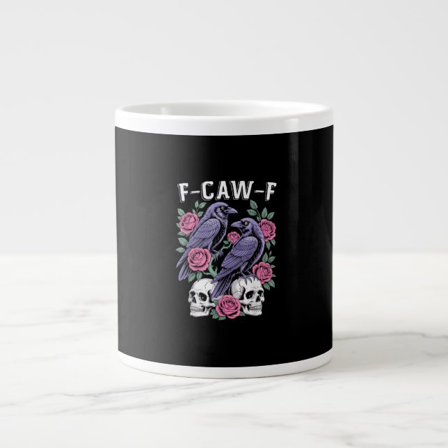 Crow F-Caw-F Funny Bird Moon Gothic Adult Humor Mi Jumbo Mugg (Framsidan)