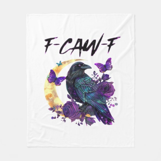 Crow F Caw F Funny Bird Moon Gothic Design Fleecefilt (Framsidan)
