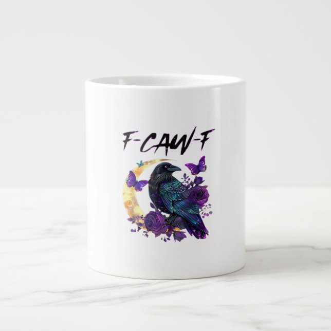 Crow F Caw F Funny Bird Moon Gothic Design Jumbo Mugg (Framsidan)