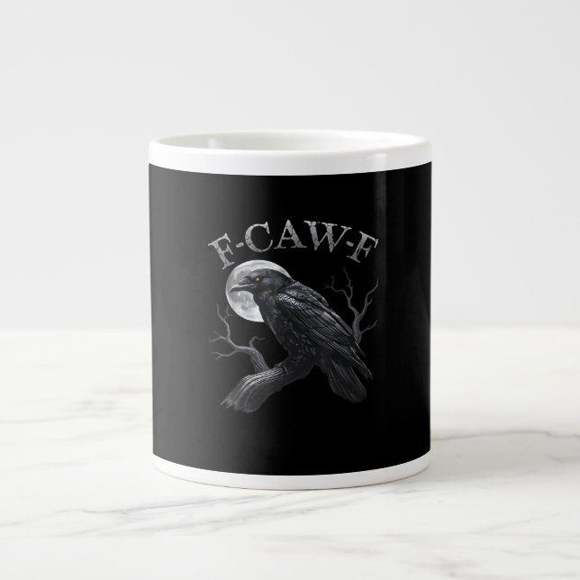Crow F-Caw-F Funny Bird Moon Retro Classic Jumbo Mugg (Framsidan)