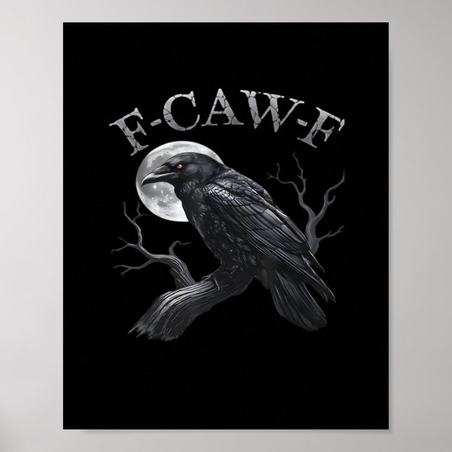 Crow F-Caw-F Funny Bird Moon Retro Classic Poster (Framsidan)