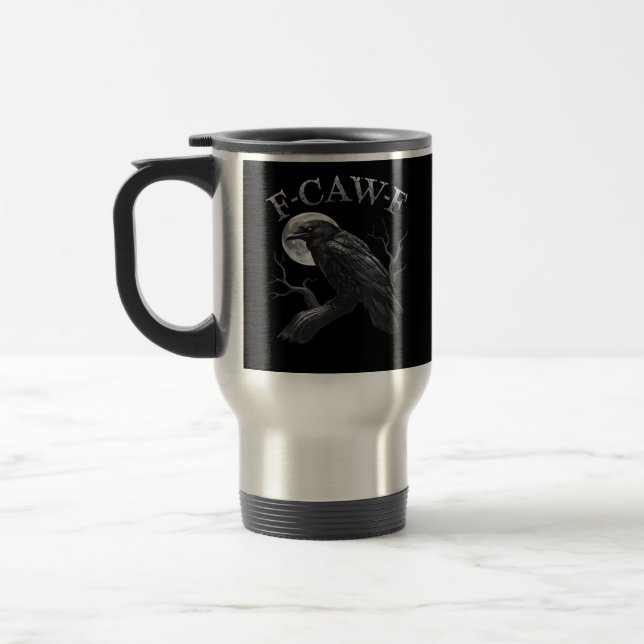 Crow F-Caw-F Funny Bird Moon Retro Classic Resemugg (Vänster)