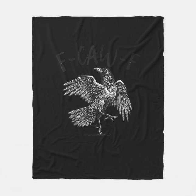 Crow, F-Caw-F Funny Bird Retro Graphic Fleecefilt (Framsidan)