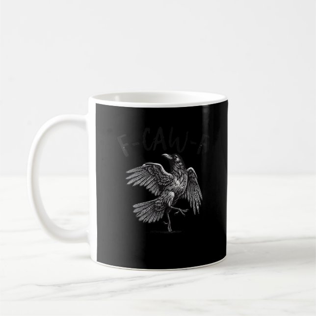 Crow, F-Caw-F Funny Bird Retro Graphic Kaffemugg (Vänster)