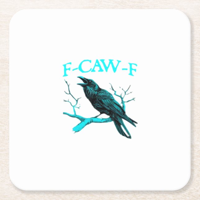Crow F-Caw-F Funny Bird Retro Underlägg Papper Kvadrat (Framsidan)
