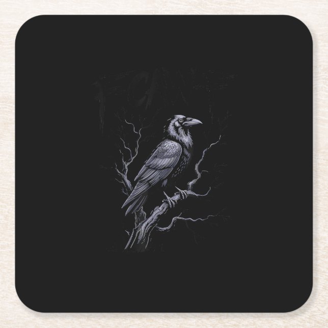 Crow F-Caw-F Funny Bird Saying Humor Meme Underlägg Papper Kvadrat (Framsidan)