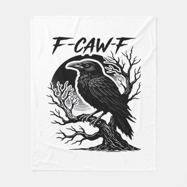 Crow F-Caw-F Gothic Humor Funny Fleecefilt (Framsidan)