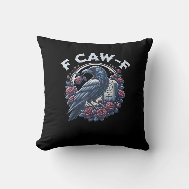 Crow Humorous F-Caw-F Graphic For Men Women Retro  Kudde (Framsida)