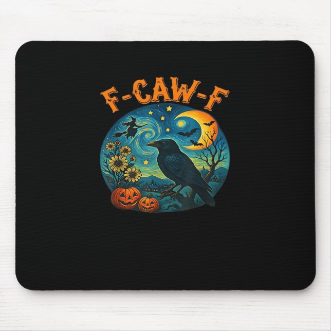 Crow Raven F-Caw-F Funny Halloween Gothic Checkere Musmatta (Framsidan)