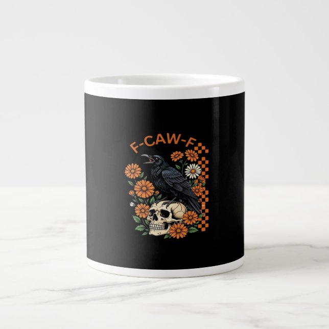 Crow Raven F-Caw-F Funny Halloween Gothic Creative Jumbo Mugg (Framsidan)