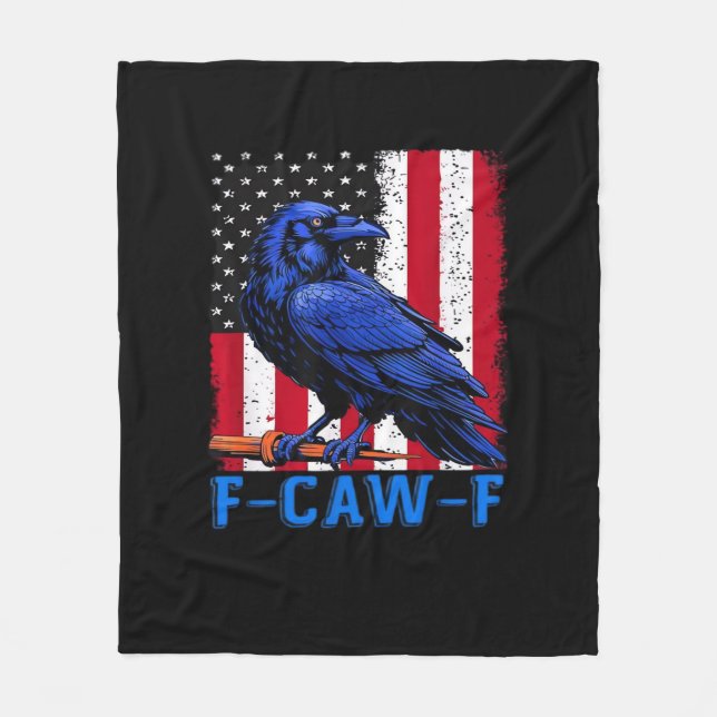 Crow Raven Funny F-Caw-F Minimal Clean Fleecefilt (Framsidan)