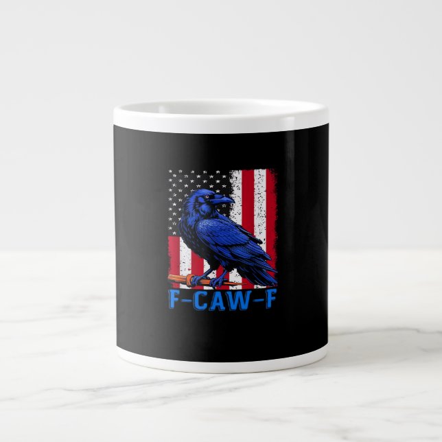 Crow Raven Funny F-Caw-F Minimal Clean Jumbo Mugg (Framsidan)