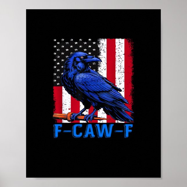 Crow Raven Funny F-Caw-F Minimal Clean Poster (Framsidan)