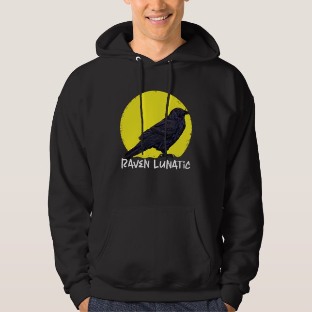 Crow Raven Moon Lunar Lunatic Crow Fan Crow Animal Hoodie (Framsida)