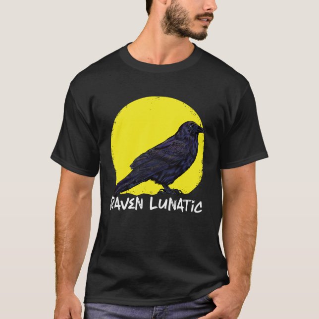 Crow Raven Moon Lunar Lunatic Crow Fan Crow Animal T Shirt (Framsida)