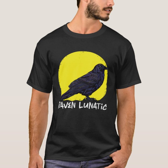 Crow Raven Moon Lunar Lunatic Crow Fan Crow Animal T Shirt (Framsida)