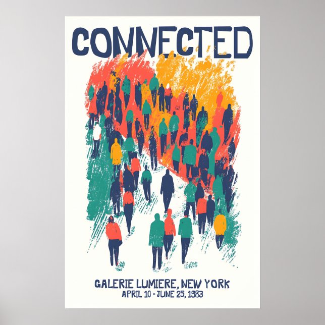 Crowd Illustration Art Print Connected Community Poster (Framsidan)