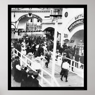 Crowd på Coney Island Boardpromenad 1912 Poster