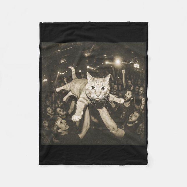 Crowd Surfing Cat Meme Disco Party Cat Gang Night  Fleecefilt (Framsidan)