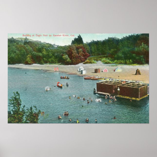 Crowds Swimming i den ryska floden Poster (Framsidan)