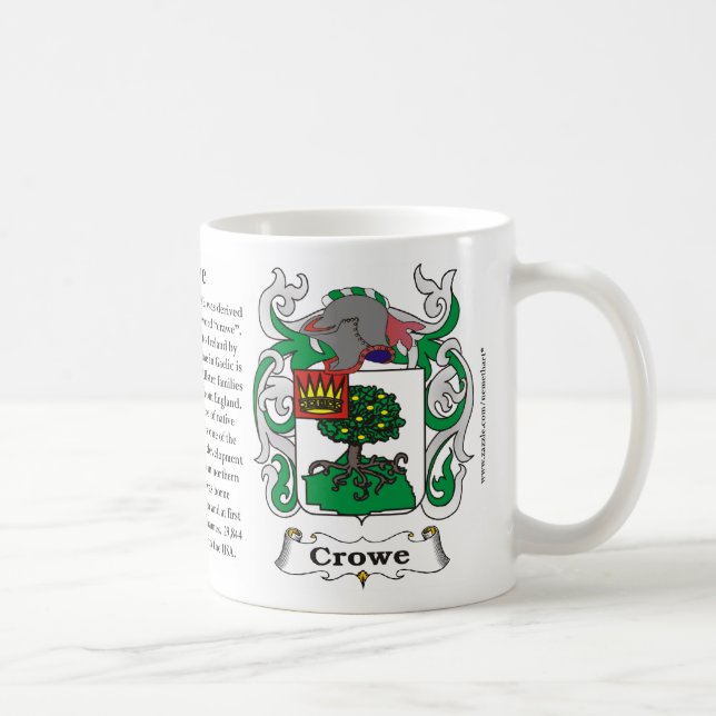 Crowe, ursprung, det menande och vapenskölden på a kaffemugg (Höger)