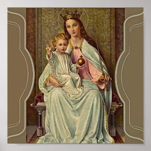 Crowed Queen of Heaven Infant Jesus Holding Globe Poster