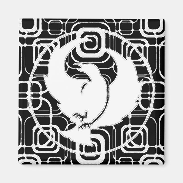 Crowfoot Magnet med svarta vita fyrkanter (Framsidan)