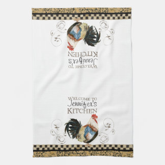 Crowing Tupp Black & Tan Check Swirl Kitchen Kökshandduk