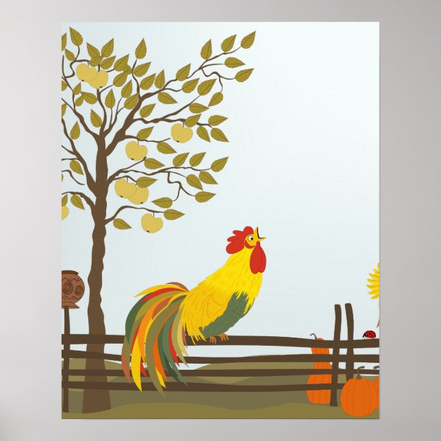 Crowing Tupp on Fence Poster (Framsidan)