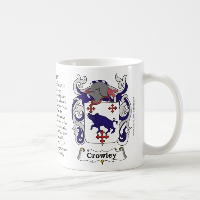 Crowley, ursprung som, är menande och vapenskölden kaffemugg (Höger)