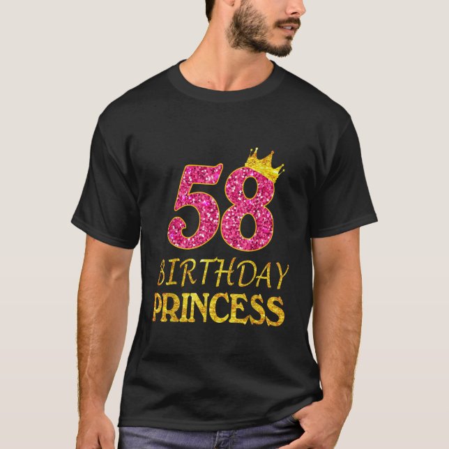 Crown 58th Birthday Princess Girl Tee 58 Years Old (Framsida)