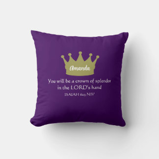 Crown Bible Verse Christian Faith Dark Purple Kudde