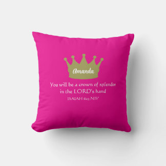 Crown Bible Verse Christian Faith Hot Pink Kudde